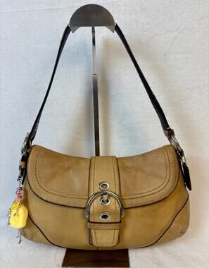 Coach Vintage Soho Leather Buckle Flap Shoulder Bag with Charm